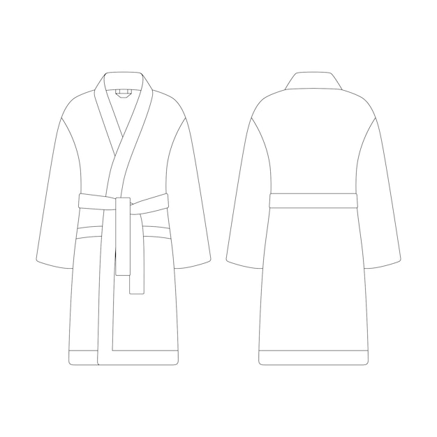 Vector template bathrobe vector illustration flat sketch design outline