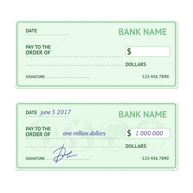 Template Blank Bank Check Vector