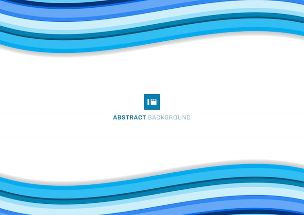 Template blue wave lines curve white background