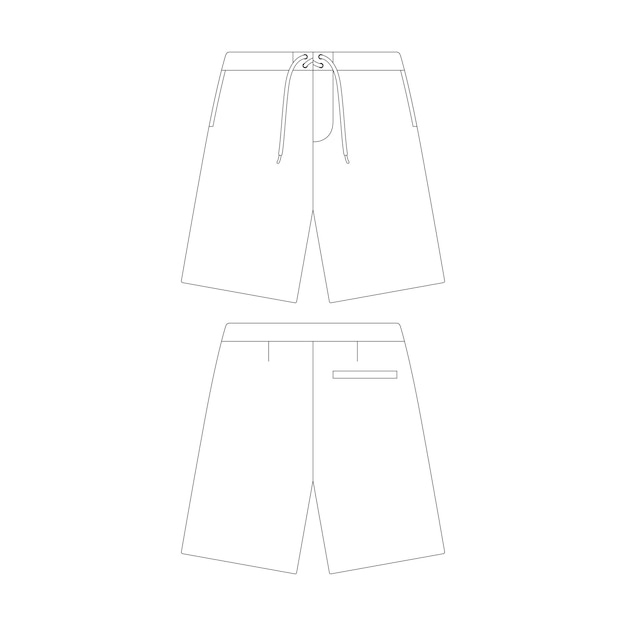 Template boardshorts vector illustration flat design outline clothing collection