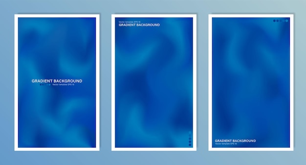 Template of bright blue backgrounds Vector wallpapers with blurred wavy fluid gradient