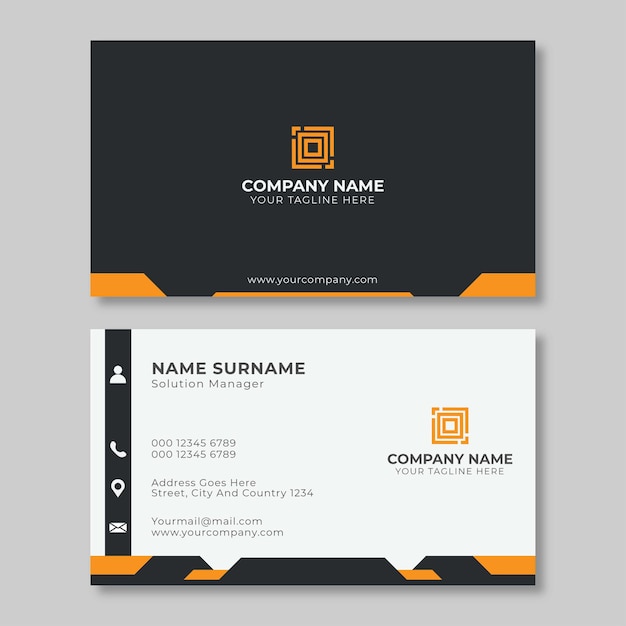 Template Business Card with Black Orange Details