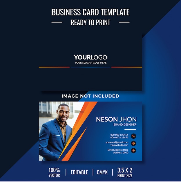 Template business card with photo