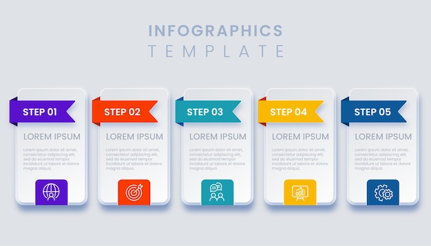 Template business infographic in 5 steps illustration