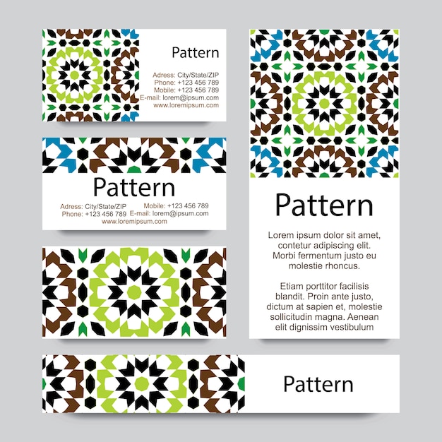 Vector template card with seamless pattern.