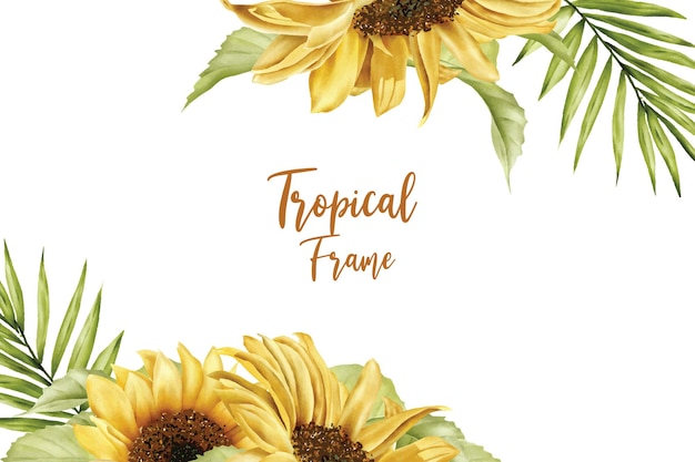 Template cards with palm trees and sun flowers