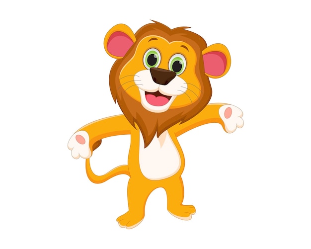Template Cartoon animals cute lion vector Illustration