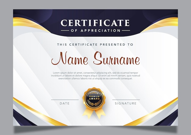 Vector template certificate of appreciation