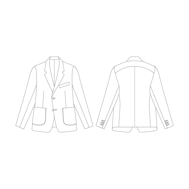 Template chest pocket front patch pockets blazer vector illustration flat design outline clothing