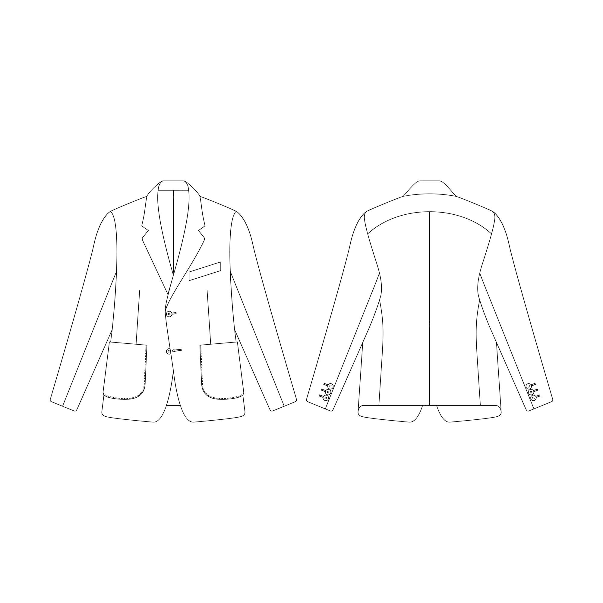 Premium Vector | Template chest pocket front patch pockets blazer ...