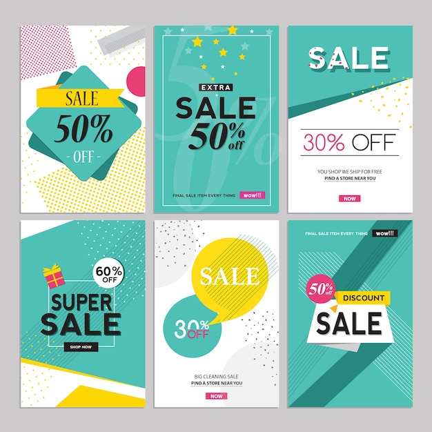 Template collection and social media sales banners Vector illustrations for website mobile website