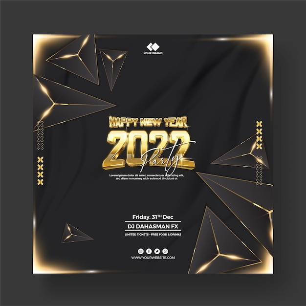 3D 연단이 있는 2022년 새해 템플릿 개념.