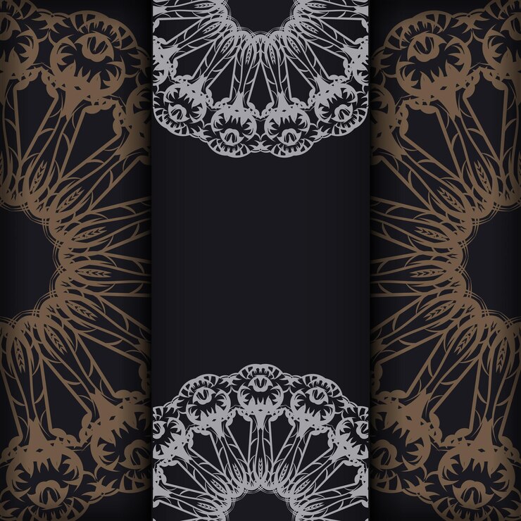 Vector template congratulatory brochure in black with brown indian ornament