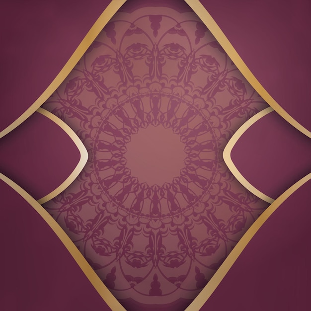 Template Congratulatory Brochure burgundy color with a mandala gold ornament for your congratulations.