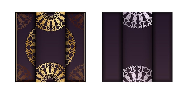 Template Congratulatory Brochure in burgundy color with vintage gold ornaments for your congratulations.