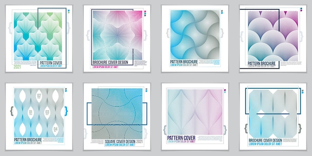 Template for Covers, Placards, Posters, Flyers and Banners Designs. Cool geometric vector set line backgrounds for your designs. Minimalistic brochure designs.