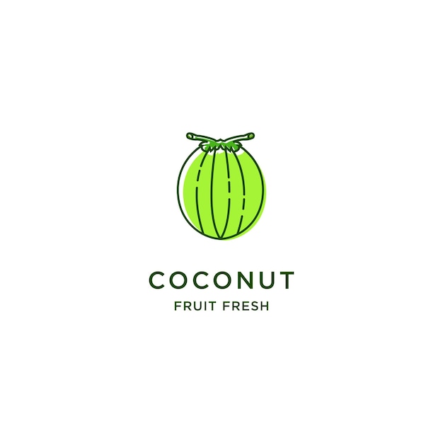 Modello creativo e divertente di frutta di cocco logo vettoriale