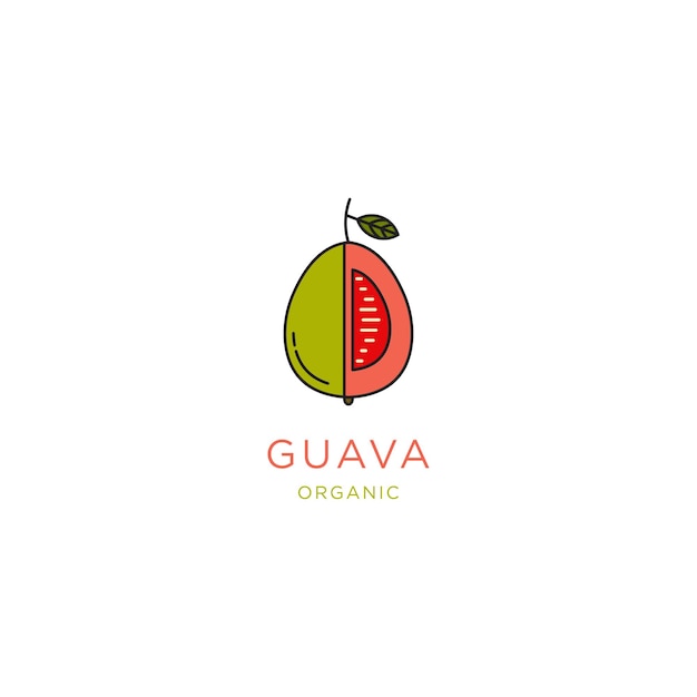 Modello creativo e divertente logo guava vettore