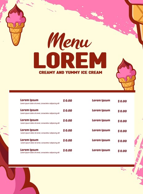 Vector template design of fast food menu