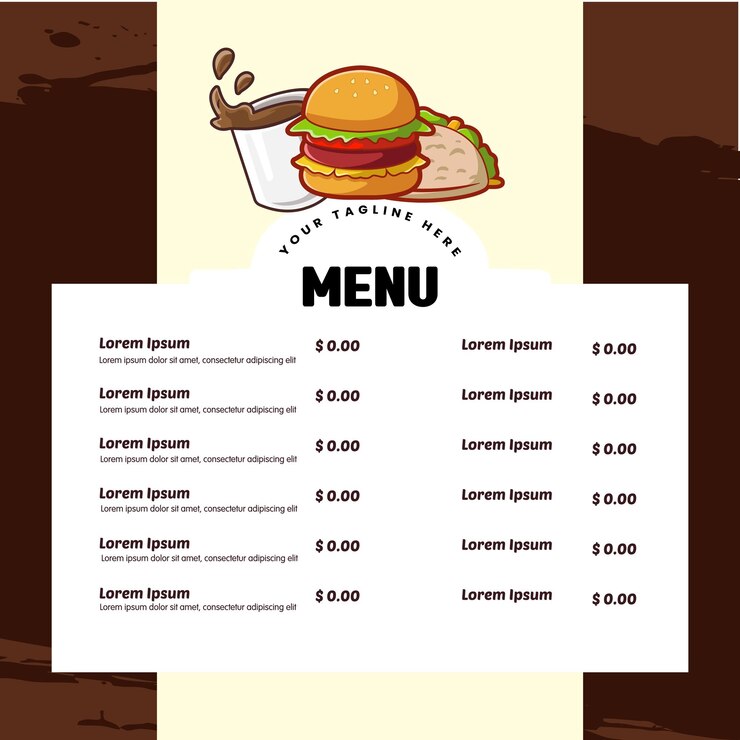 Premium Vector | Template design of fast food menu