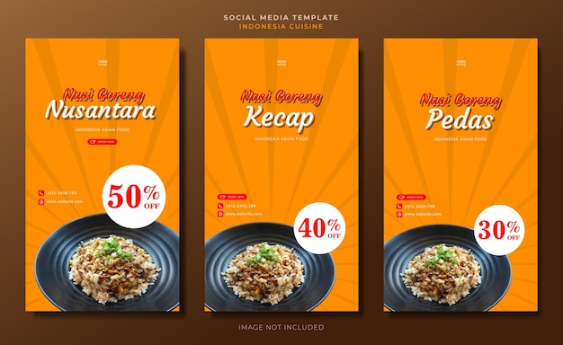 Vector template design of indonesia cuisine good for social media history template