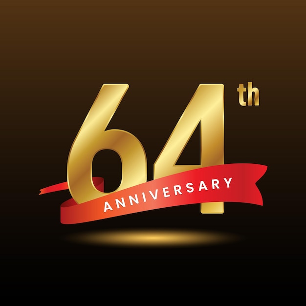 Template design with a golden number for a 64 year anniversary event