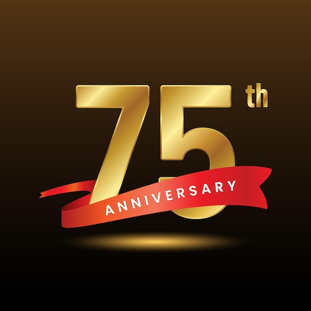 Template design with a golden number for a 75 year anniversary event