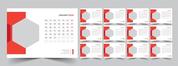 Template desk calendar 2024