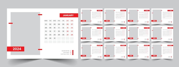 Template desk calendar 2024