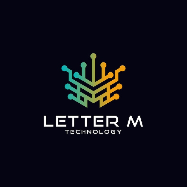 Template digital logo letter m icon logo design element