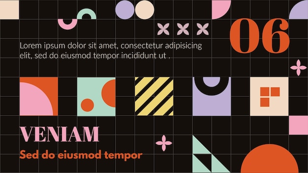 Template for editable text with colorful geometry