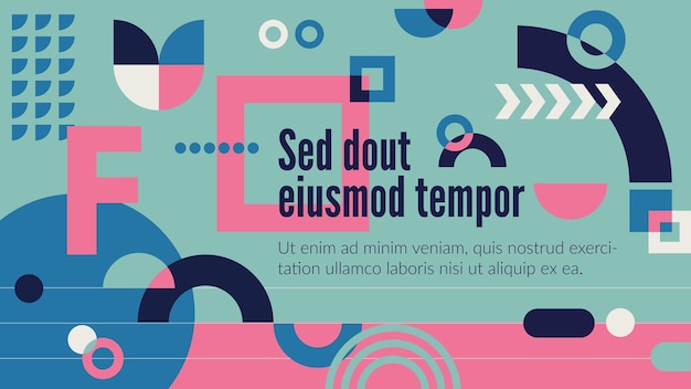 Vector template for editable text with colorful geometry