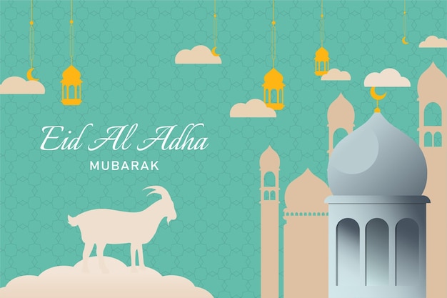 Template Eid Al Adha Mubarak Green colorful