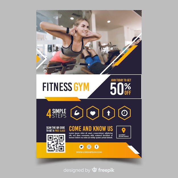 Vector template fitness gym sport flyer