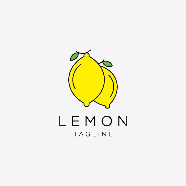 Template fresh lemon fruit line art colorful logo design vector symbol icon illustration