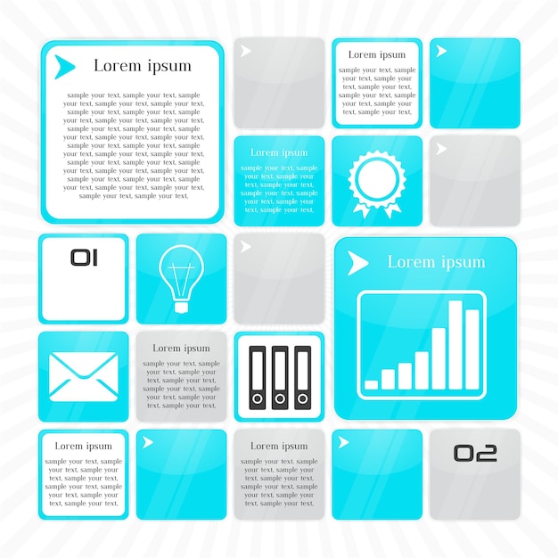 Template glass infographic tiles and frames