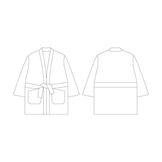 Template gown coat with pockets vector illustration flat design outline clothing