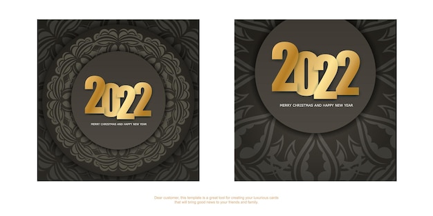 Template Greeting Brochure 2022 Merry Christmas Brown with Winter Light Pattern