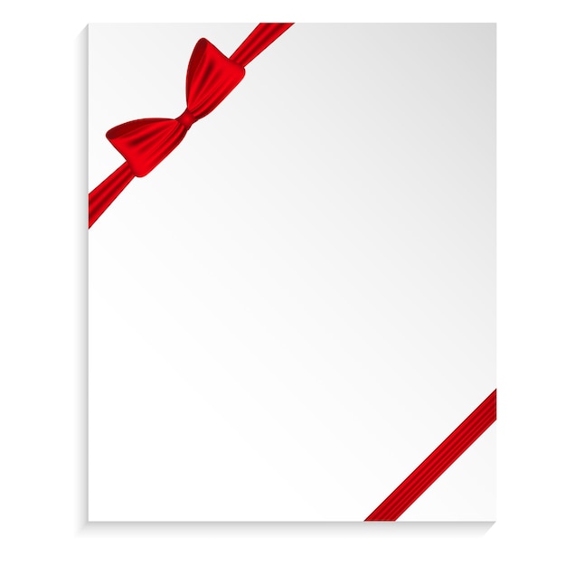 Template greeting card with a red bow