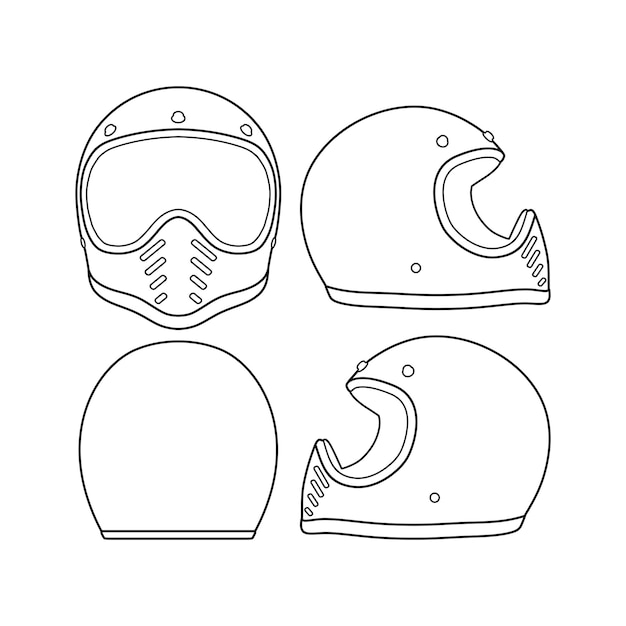 Vector template helmet full face outline flat design