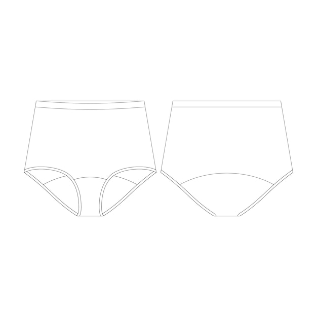 Women's Underwear Vector Underwear Vector fashion Flat Sketch for