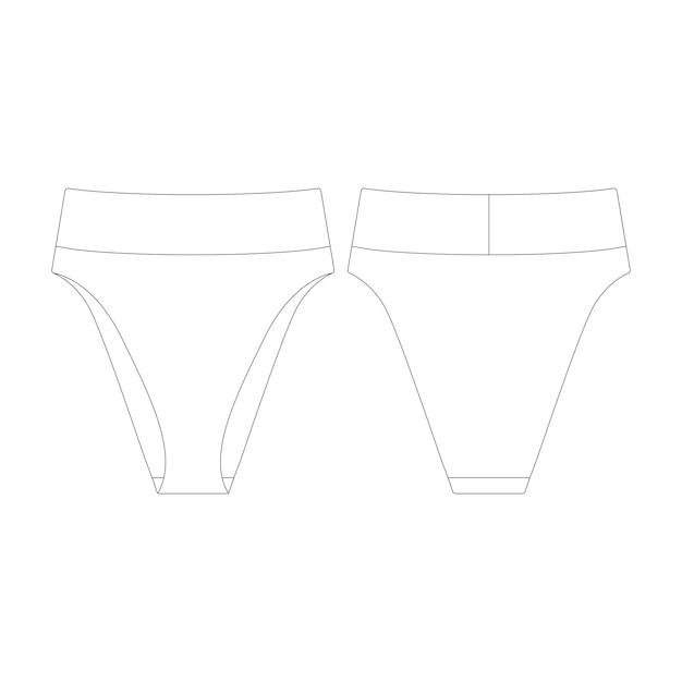 Vettore modello a vita alta taglio alto bikini fondo illustrazione vettoriale design piatto contorno collezione di abbigliamento