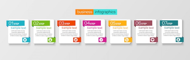 7つのオプションを持つテンプレートインフォグラフィック