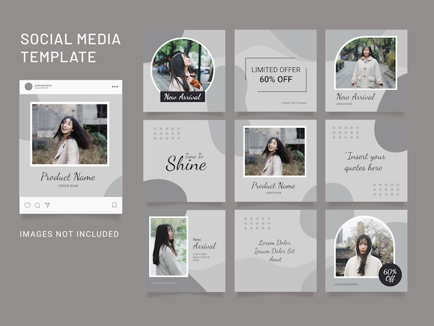 Template instagram fashion puzzle social media feed