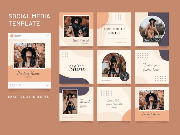 Template instagram fashion social media puzzle post