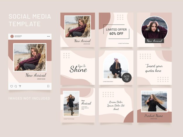 Vettore modello instagram feed moda social media puzzle