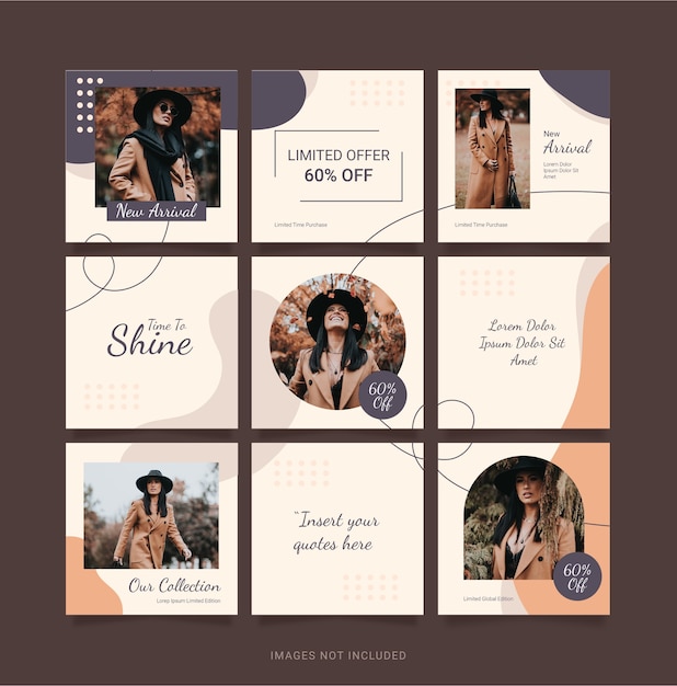 Vector template instagram puzzle post fashion women