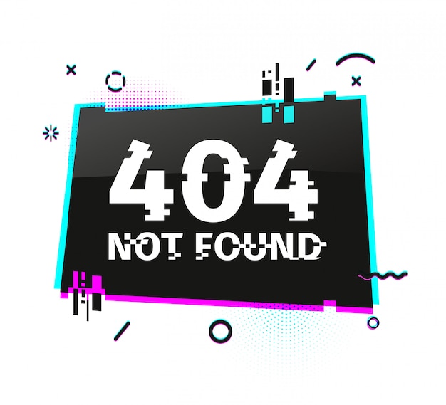 template  internet banner with glitch effect. horizontal black rectangle layout website page  with broken particles. banner error page with pixel graphic and geometric crash element.  