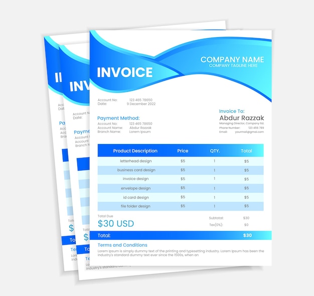 A template for an invoice template for an invoice.