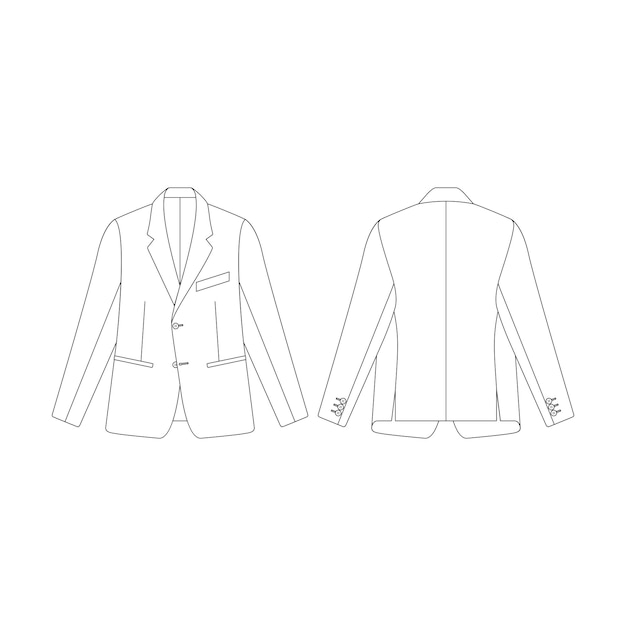 Vector template jetted pockets blazer vector illustration flat design outline clothing